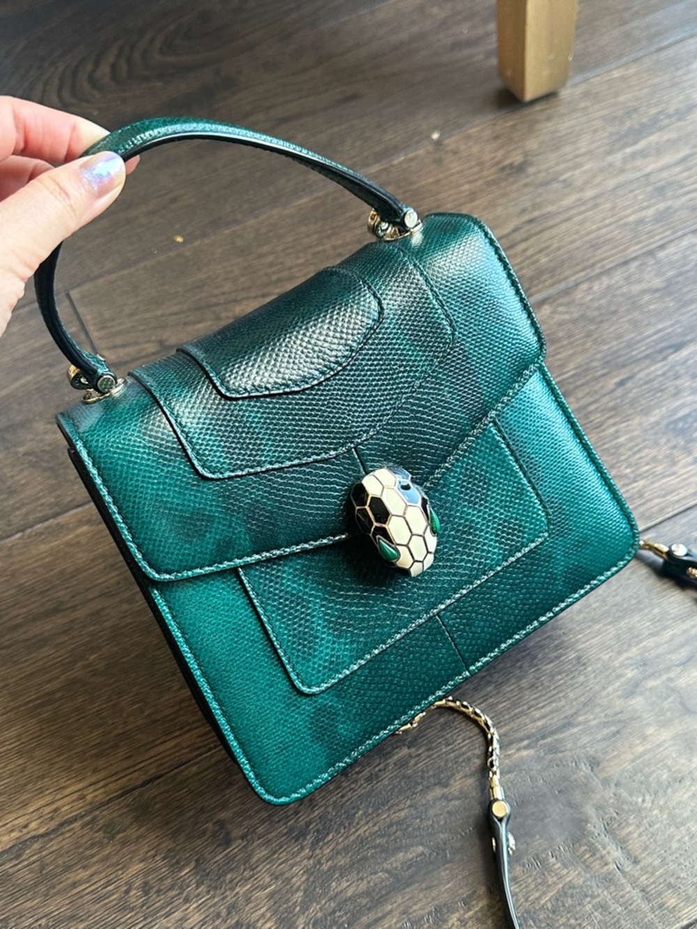 Bulgari Bvlgari Karung Serpenti Forever Top Handle Forest Emerald Bag